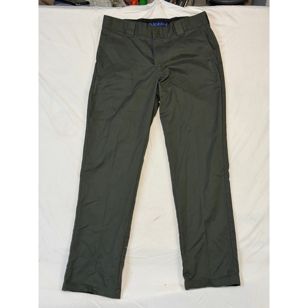 Dickies Flex Mens Straight Leg Work Pants Dark Olive Green Chinos 31x29